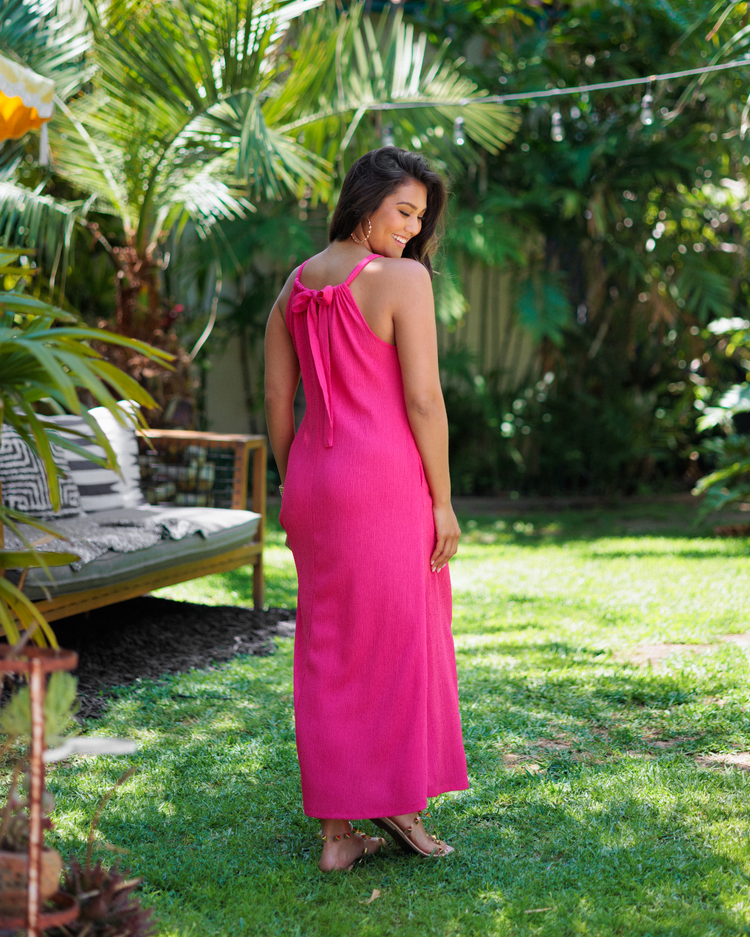 tie neck maxi dress
