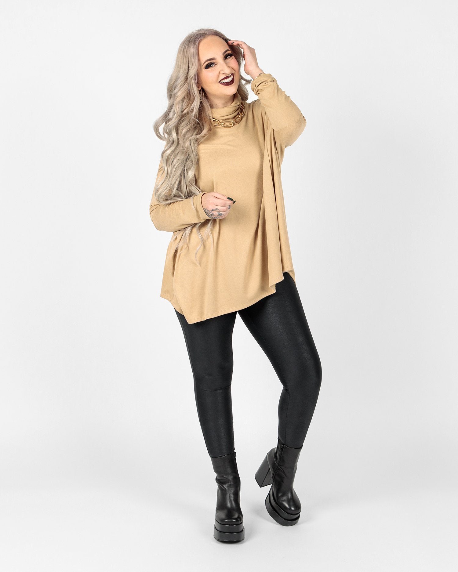 ★ roaju★ [Influencer wear][silver925]unformal ripple neck CRZ YOGA Women's Tight Fit Butterluxe Yoga Crop Long Sleeves