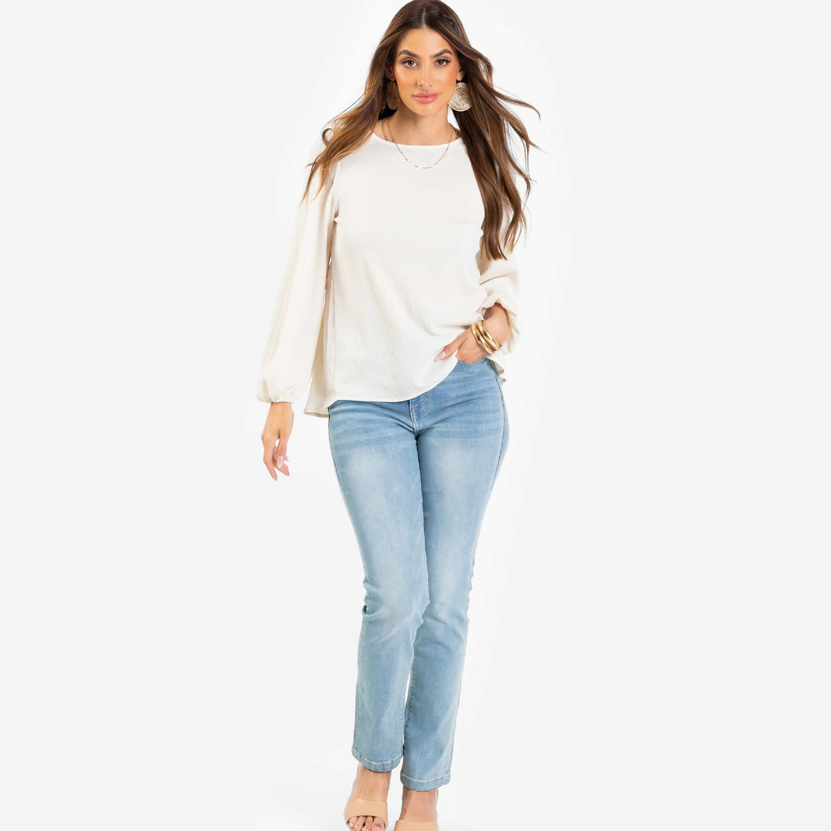 Vivian Button Back Long Sleeve Blouse lularoe